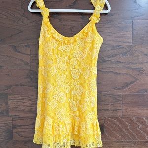 Lace Yellow Mini Dress